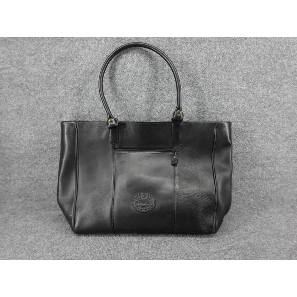 Eddie Bauer Tote Bag Womens Large Black Good Leather Shoulder Zip Work Purse